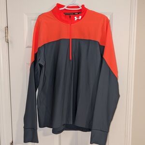 Under Armour Red and Gray Quarter-Zip Pullover